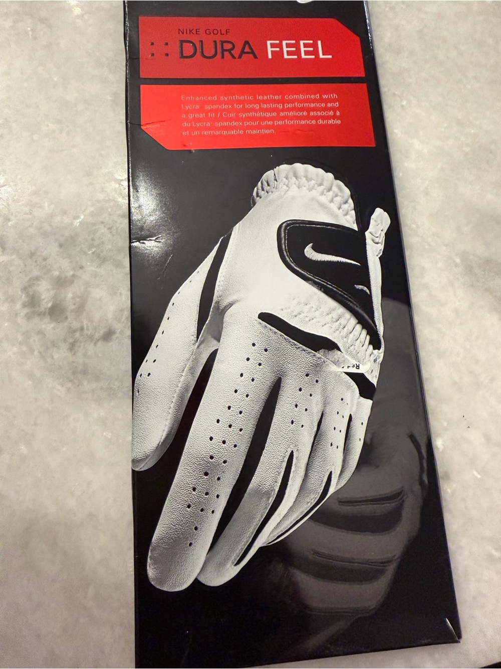 Nike White and Black Dura Feel Men's Golf Glove